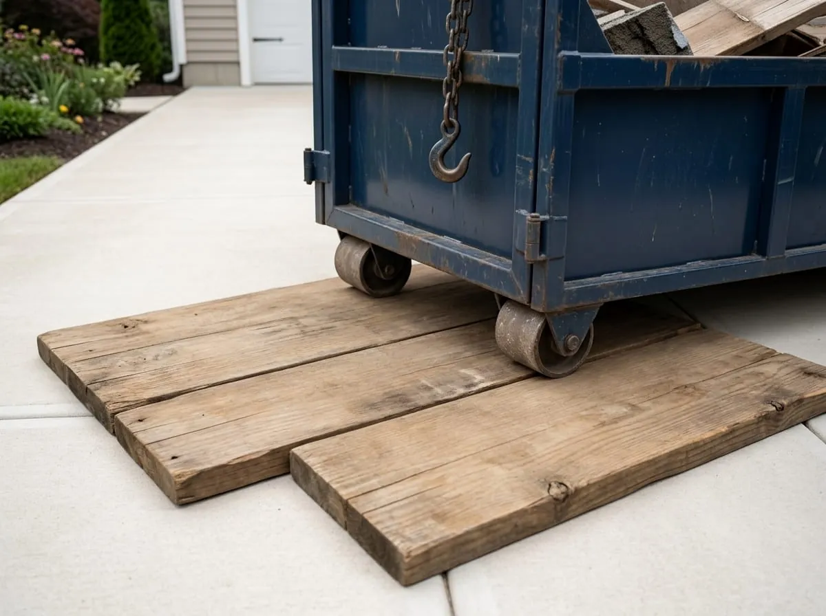 Vineland Dumpster Rental Solutions truck delivering a roll-off dumpster to a Vineland NJ driveway